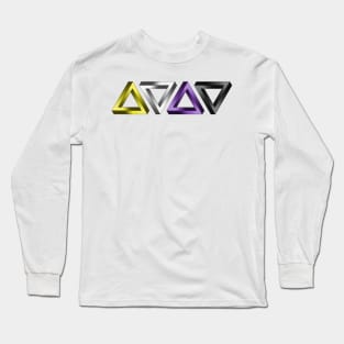 Non-Binary Pride Flag Colored Twisted Triangles Optical Illusions Long Sleeve T-Shirt